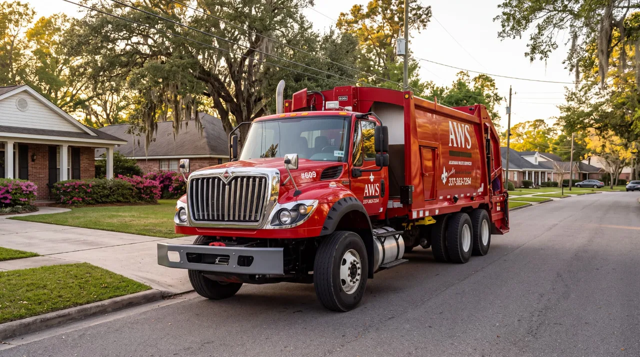 AWS residential collection truck serving a Louisiana community